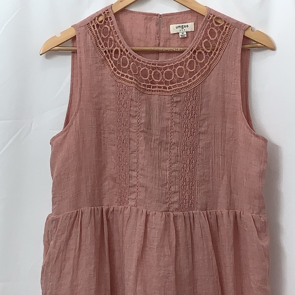 Women’s Umgee Pink Sleeveless Ruffle Dress Size Medium EUC - Picture 2 of 7